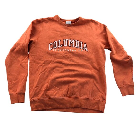 Columbia Womens Sweatshirt Medium Orange Long Sleeve Crew Neck Pullover Casual - Picture 1 of 14
